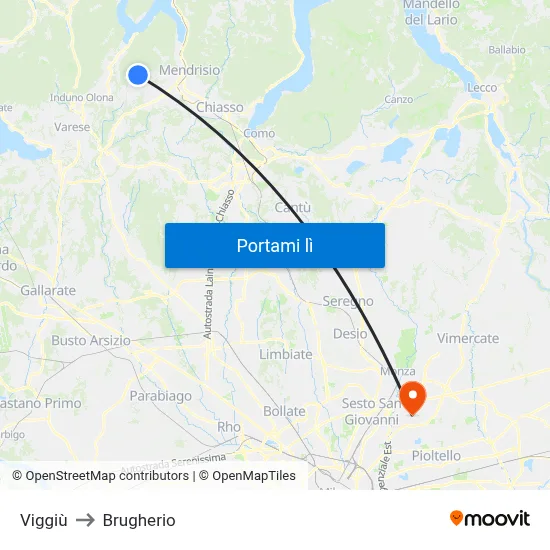 Viggiù to Brugherio map