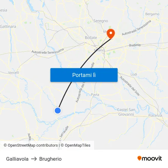 Galliavola to Brugherio map
