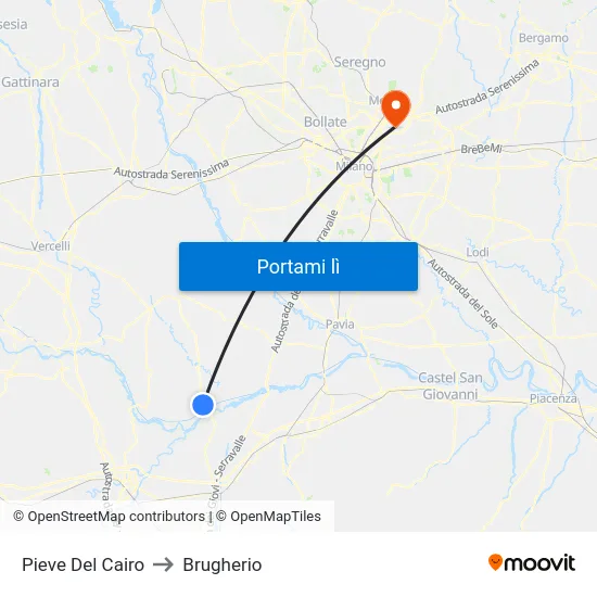 Pieve Del Cairo to Brugherio map