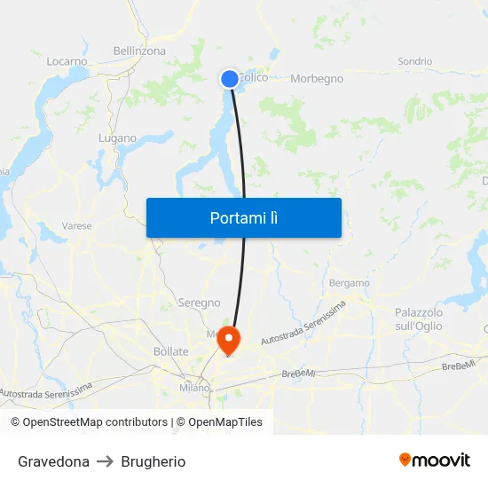 Gravedona to Brugherio map