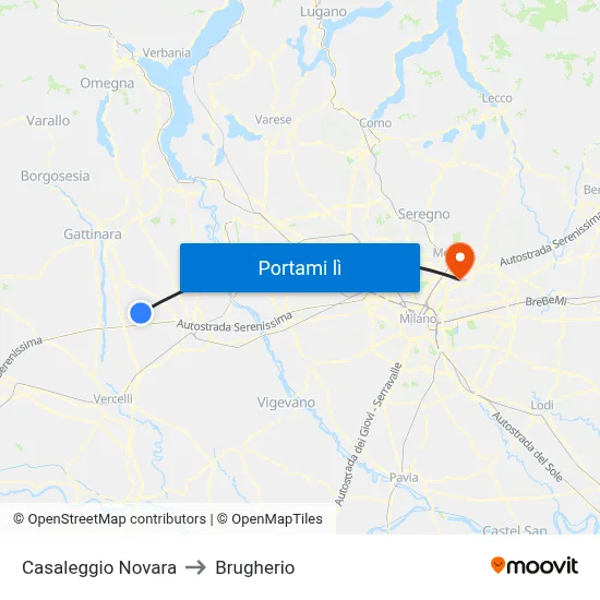 Casaleggio Novara to Brugherio map