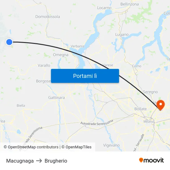 Macugnaga to Brugherio map