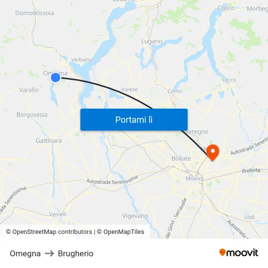 Omegna to Brugherio map