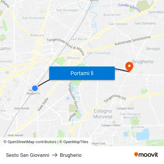 Sesto San Giovanni to Brugherio map