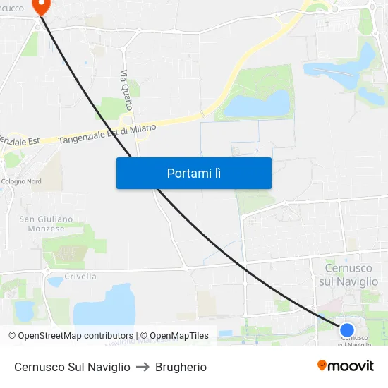 Cernusco Sul Naviglio to Brugherio map