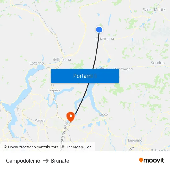 Campodolcino to Brunate map