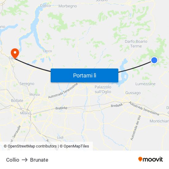 Collio to Brunate map