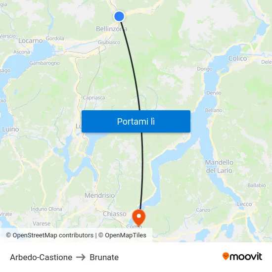 Arbedo-Castione to Brunate map