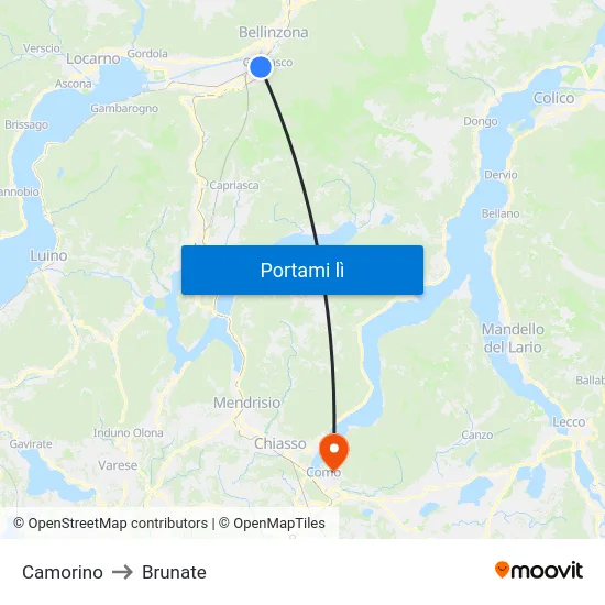 Camorino to Brunate map