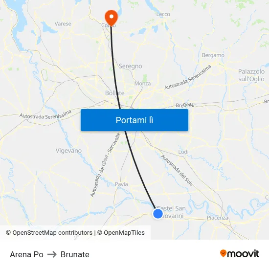 Arena Po to Brunate map