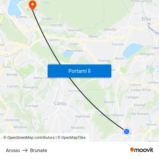 Arosio to Brunate map