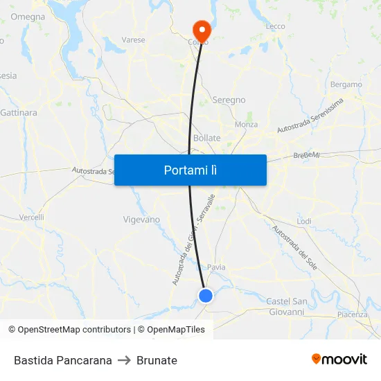 Bastida Pancarana to Brunate map