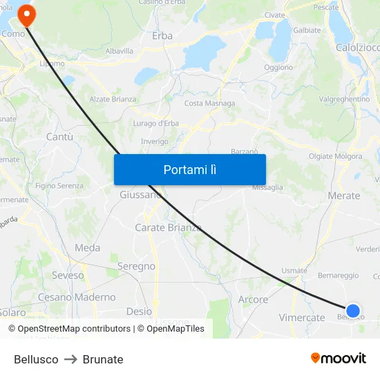 Bellusco to Brunate map