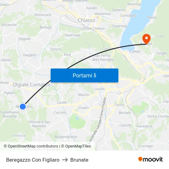 Beregazzo Con Figliaro to Brunate map