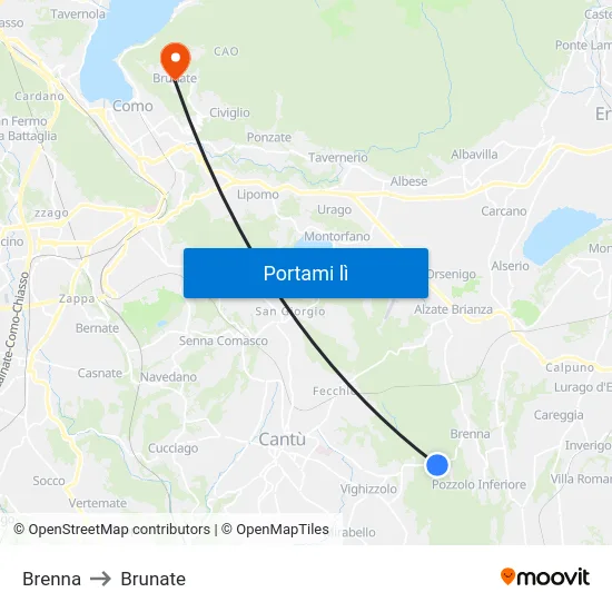 Brenna to Brunate map