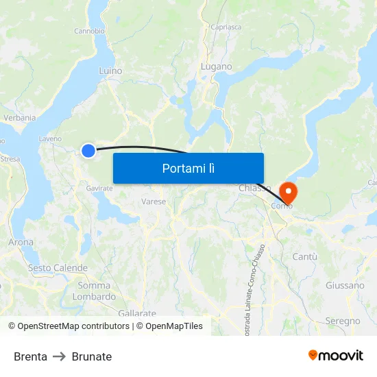 Brenta to Brunate map