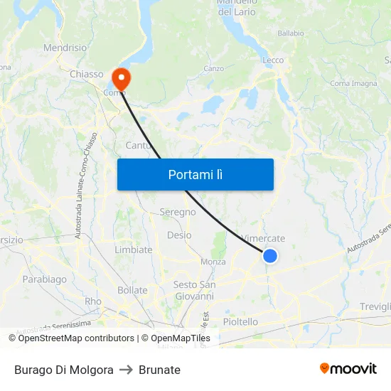 Burago Di Molgora to Brunate map