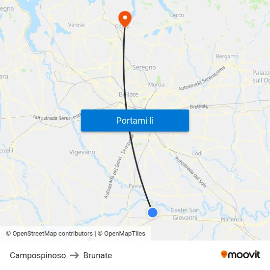 Campospinoso to Brunate map