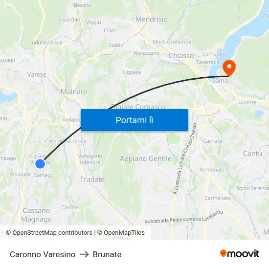Caronno Varesino to Brunate map