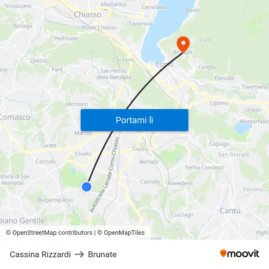 Cassina Rizzardi to Brunate map
