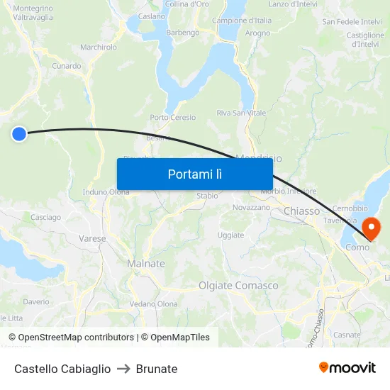 Castello Cabiaglio to Brunate map