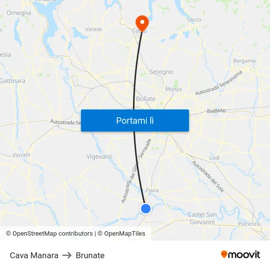 Cava Manara to Brunate map