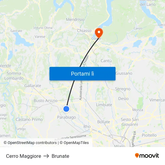 Cerro Maggiore to Brunate map