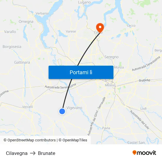 Cilavegna to Brunate map