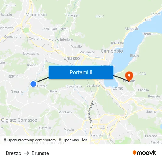 Drezzo to Brunate map