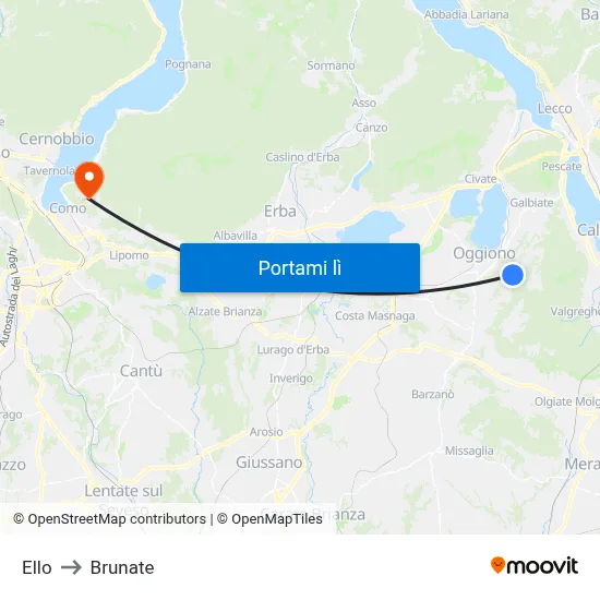 Ello to Brunate map