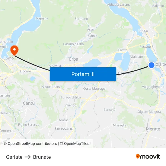 Garlate to Brunate map