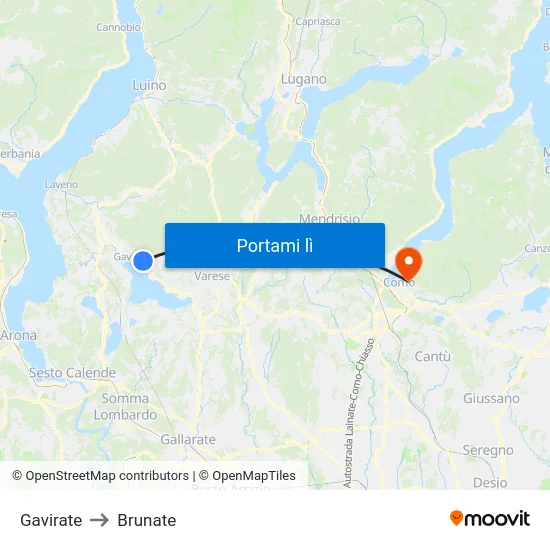 Gavirate to Brunate map
