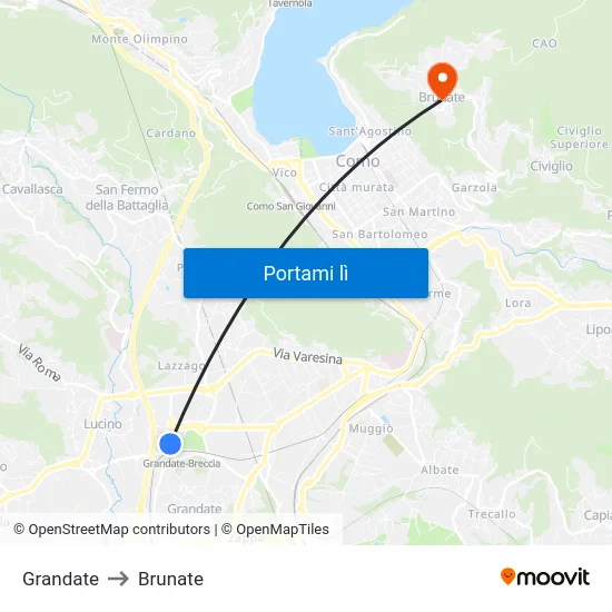 Grandate to Brunate map