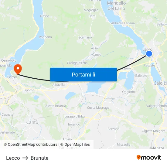 Lecco to Brunate map