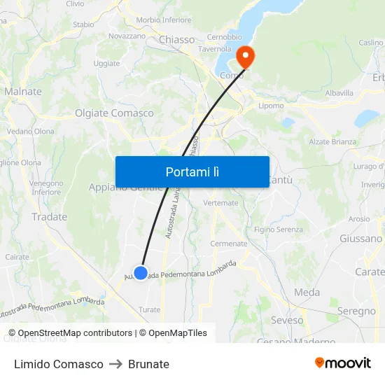 Limido Comasco to Brunate map