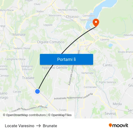 Locate Varesino to Brunate map