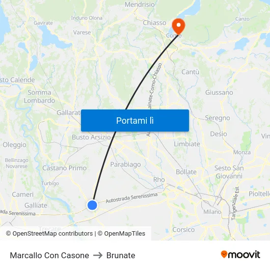 Marcallo Con Casone to Brunate map