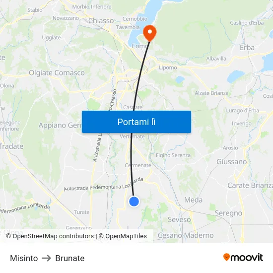 Misinto to Brunate map