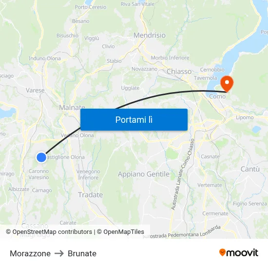Morazzone to Brunate map