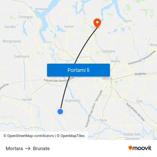 Mortara to Brunate map