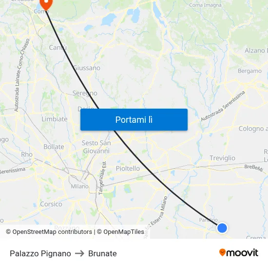 Palazzo Pignano to Brunate map