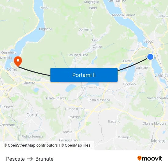 Pescate to Brunate map