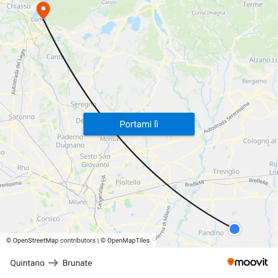 Quintano to Brunate map