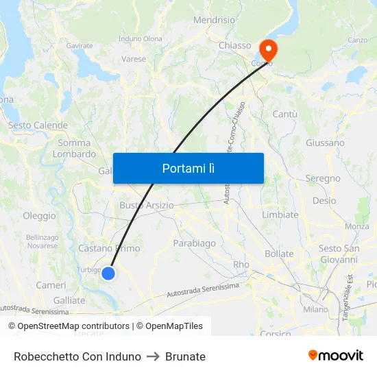 Robecchetto Con Induno to Brunate map