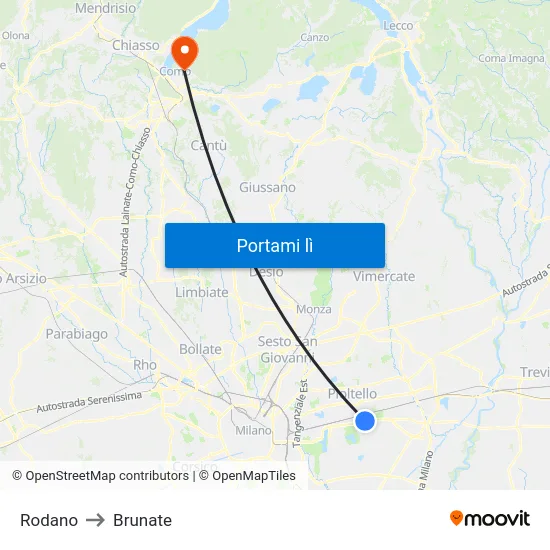 Rodano to Brunate map