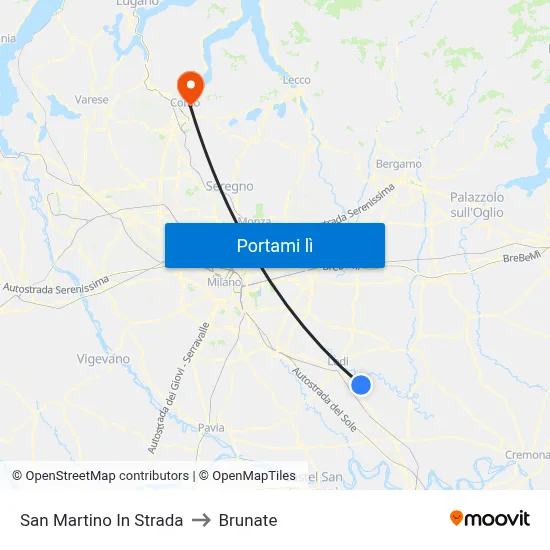 San Martino In Strada to Brunate map