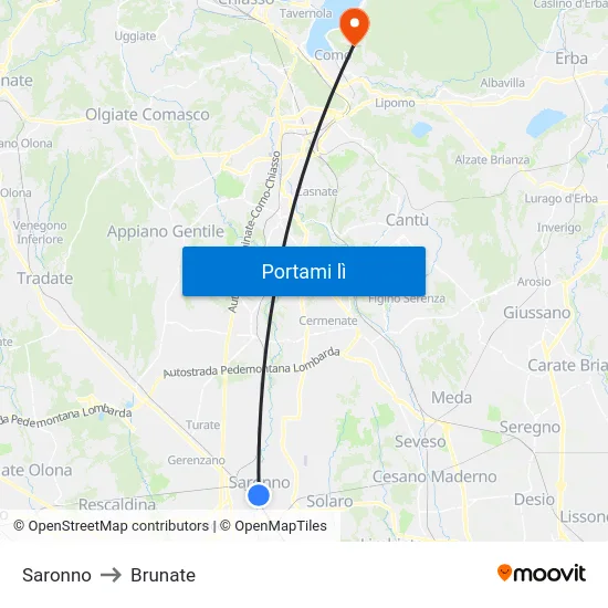 Saronno to Brunate map