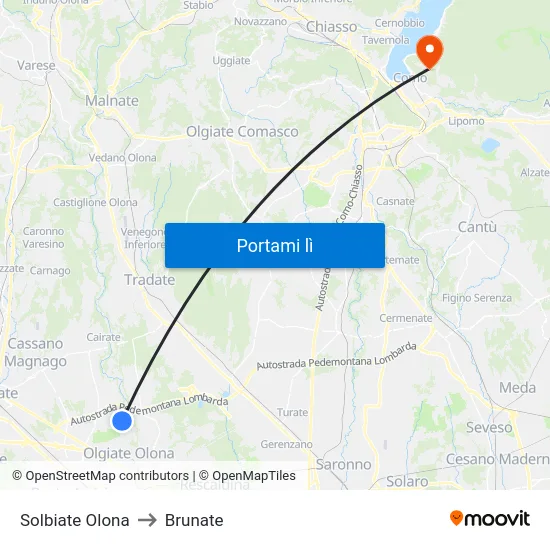 Solbiate Olona to Brunate map