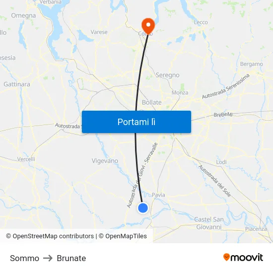 Sommo to Brunate map