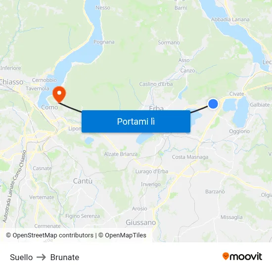 Suello to Brunate map